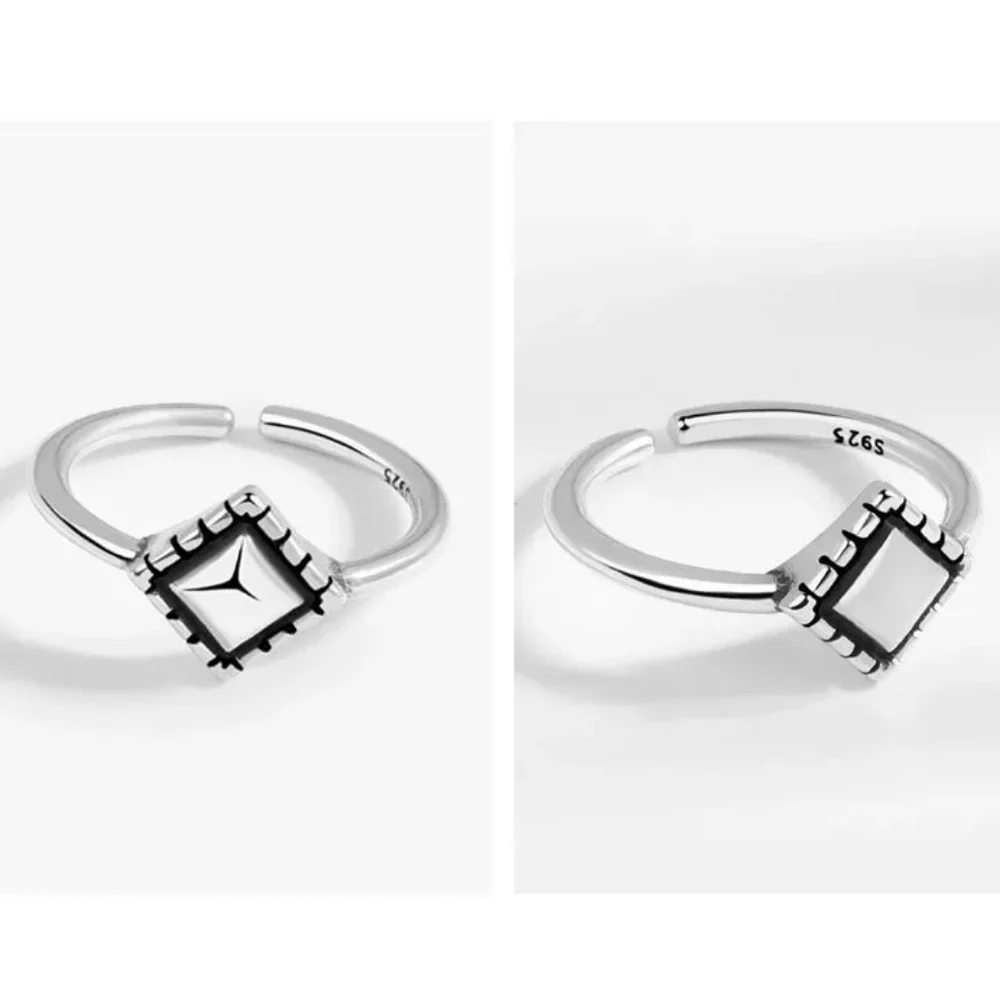 NEW 925 Sterling Silver Diamond‎ Shape Adjustable Band Ring